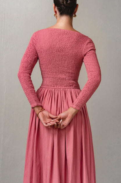 Chantilly Langarm-Smock-Kleid