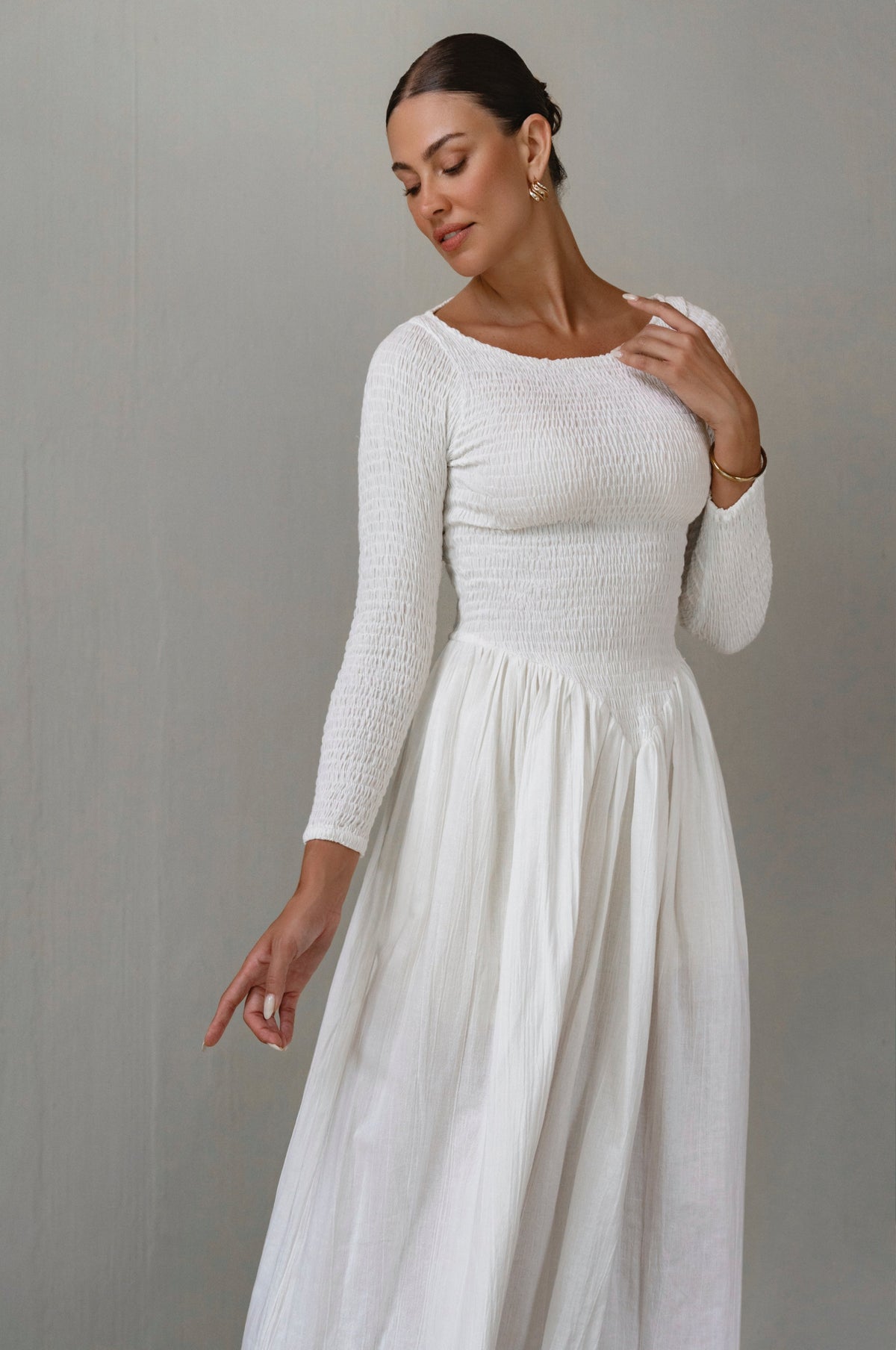 Chantilly Langarm-Smock-Kleid