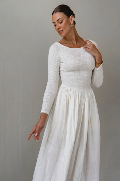 Chantilly Langarm-Smock-Kleid