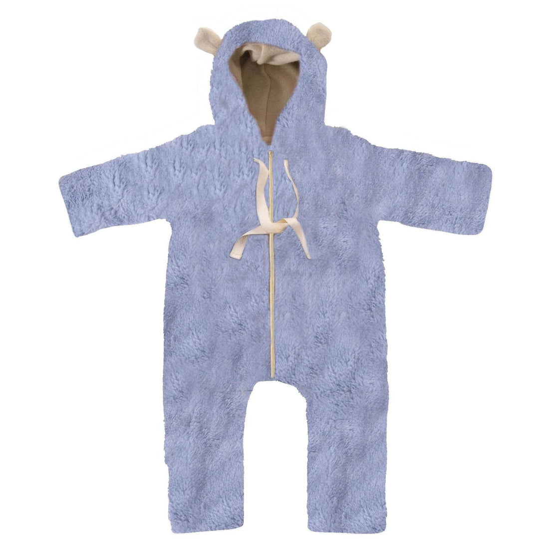 Baby-Overall aus Schurwolle – Blau | Bärenohren | Gr. Preemie–18M