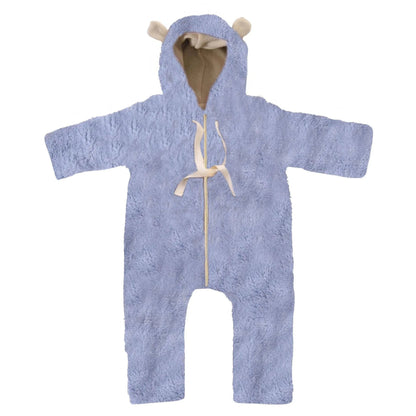 Baby-Overall aus Schurwolle – Blau | Bärenohren | Gr. Preemie–18M