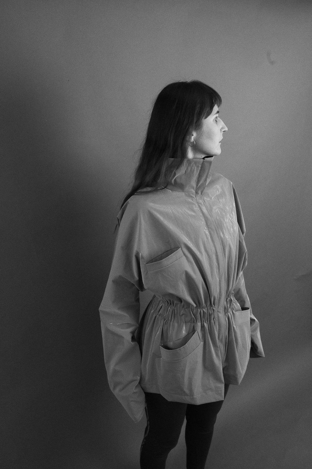 Einteilige Baumwollwindjacke mit Lyocell/Wollfutter – Hellblau