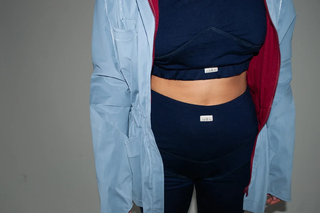 Einteilige Baumwollwindjacke mit Lyocell/Wollfutter – Hellblau