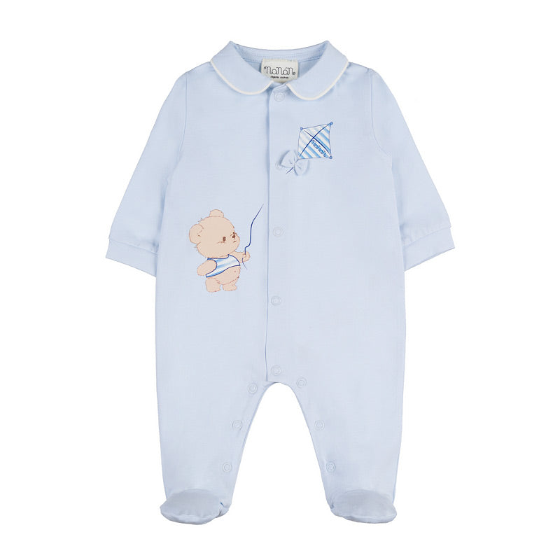 Baby Wickelstrampler Hellblau mit Bärchen & Drachen | NANAN – Verspielt & Weich