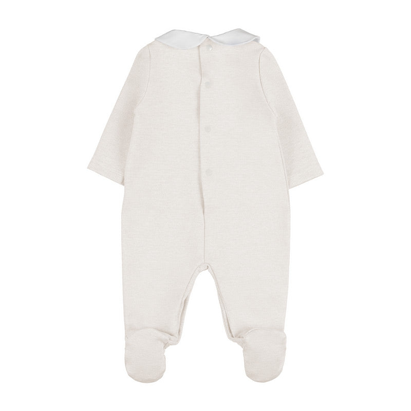 Baby Strampler Off-White mit Latz & Schleife | NANAN – Festlich & Zart