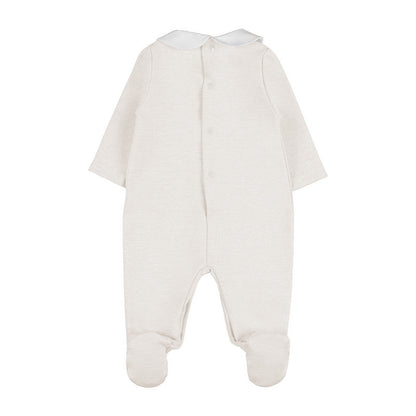 Baby Strampler Off-White mit Latz &amp; Schleife | NANAN – Festlich &amp; Zart