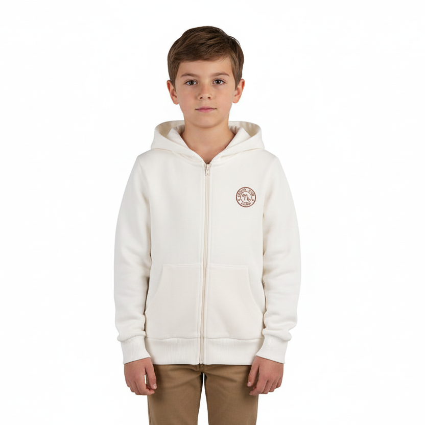 Kapuzenpullover Cremeweiß mit Zip – NANAN