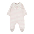 Baby Strampler Rosa Streifen mit Schleife | NANAN – Weich & Verspielt