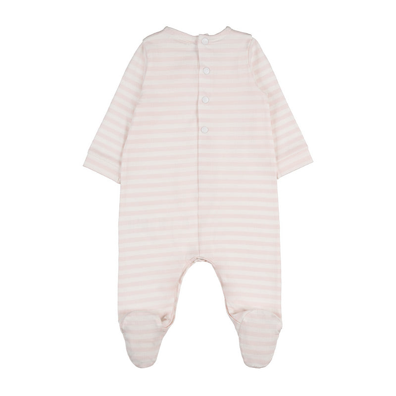Baby Strampler Rosa Streifen mit Schleife | NANAN – Weich & Verspielt