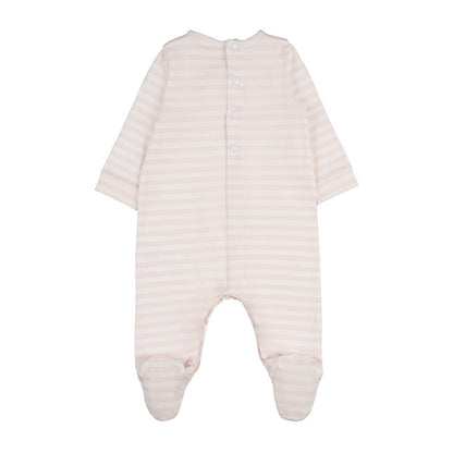 Baby Strampler Rosa Streifen mit Schleife | NANAN – Weich &amp; Verspielt