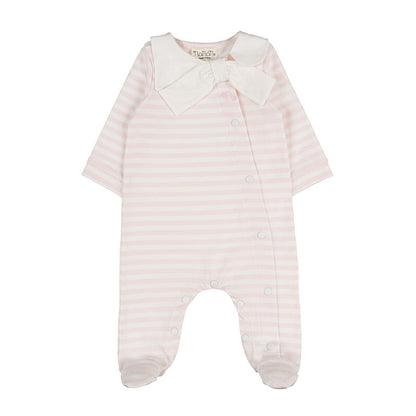 Baby Wickelstrampler Rosa Streifen mit Schleife | NANAN – Weich &amp; Festlich