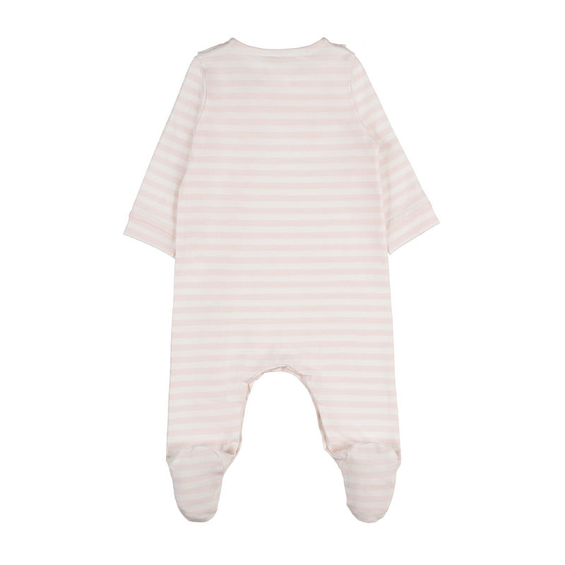 Baby Wickelstrampler Rosa Streifen mit Schleife | NANAN – Weich & Festlich