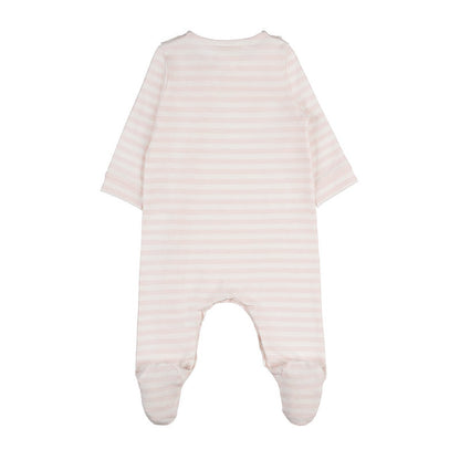 Baby Wickelstrampler Rosa Streifen mit Schleife | NANAN – Weich &amp; Festlich