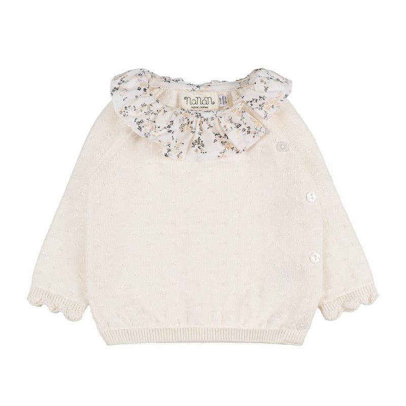 Baby Zweiteiler Off-White mit Blumenkragen | NANAN – Elegant & Komfortabel