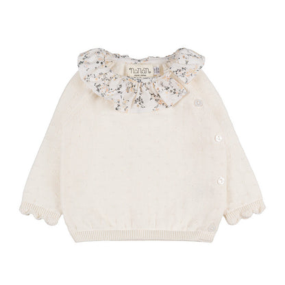 Baby Zweiteiler Off-White mit Blumenkragen | NANAN – Elegant &amp; Komfortabel