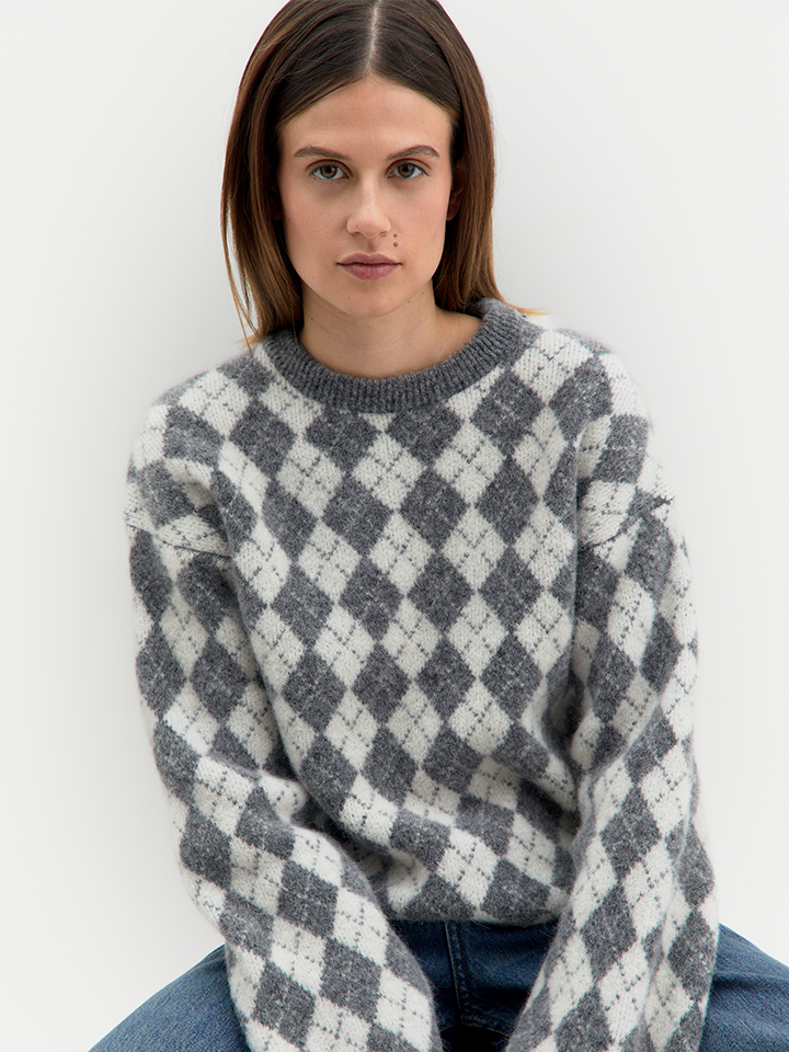 Farah Jacquard-Rautenpullover Boxy Fit – Tenné