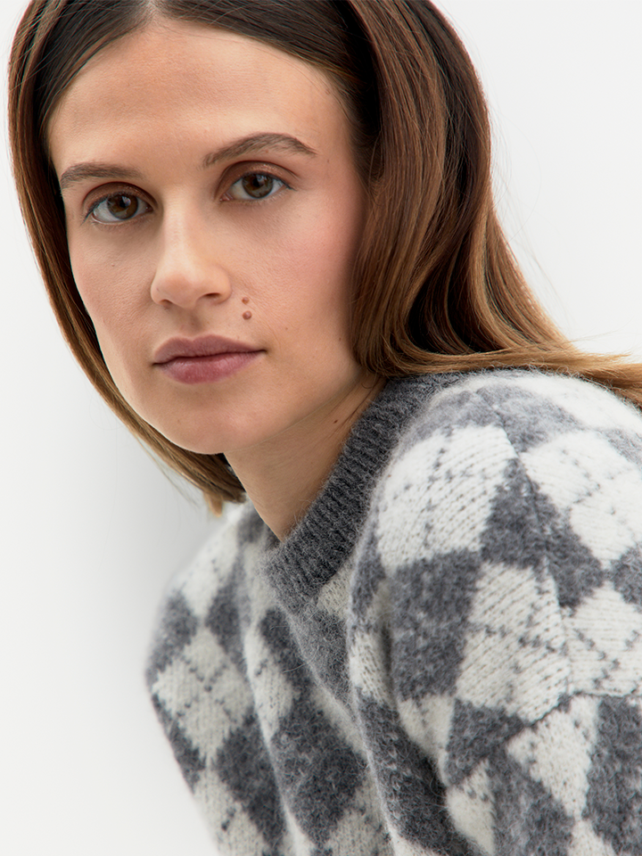 Farah Jacquard-Rautenpullover Boxy Fit – Tenné