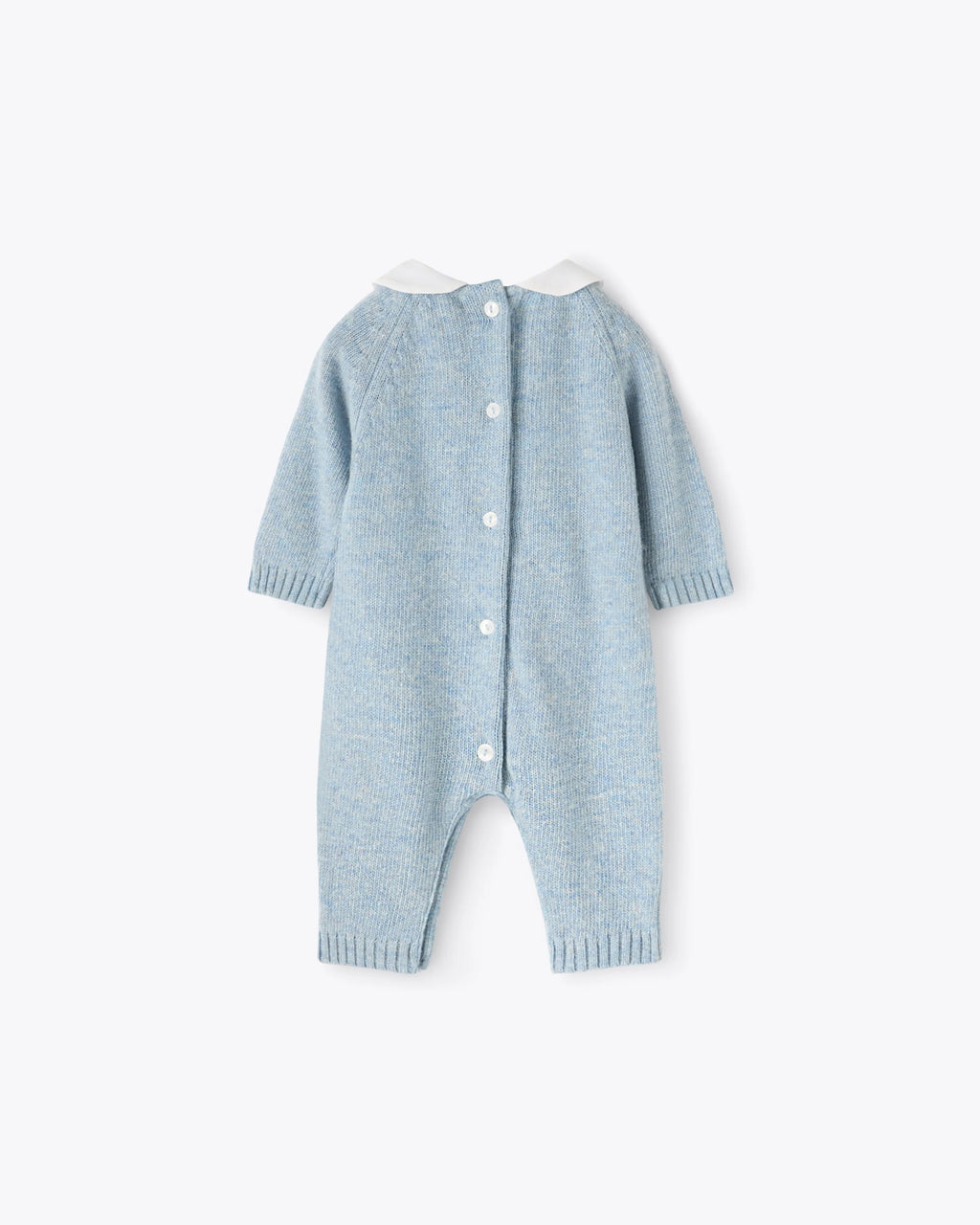 Baby Strampler Hellblau Kaschmir-Mix mit Kragen | NANAN – Luxuriös & Zart