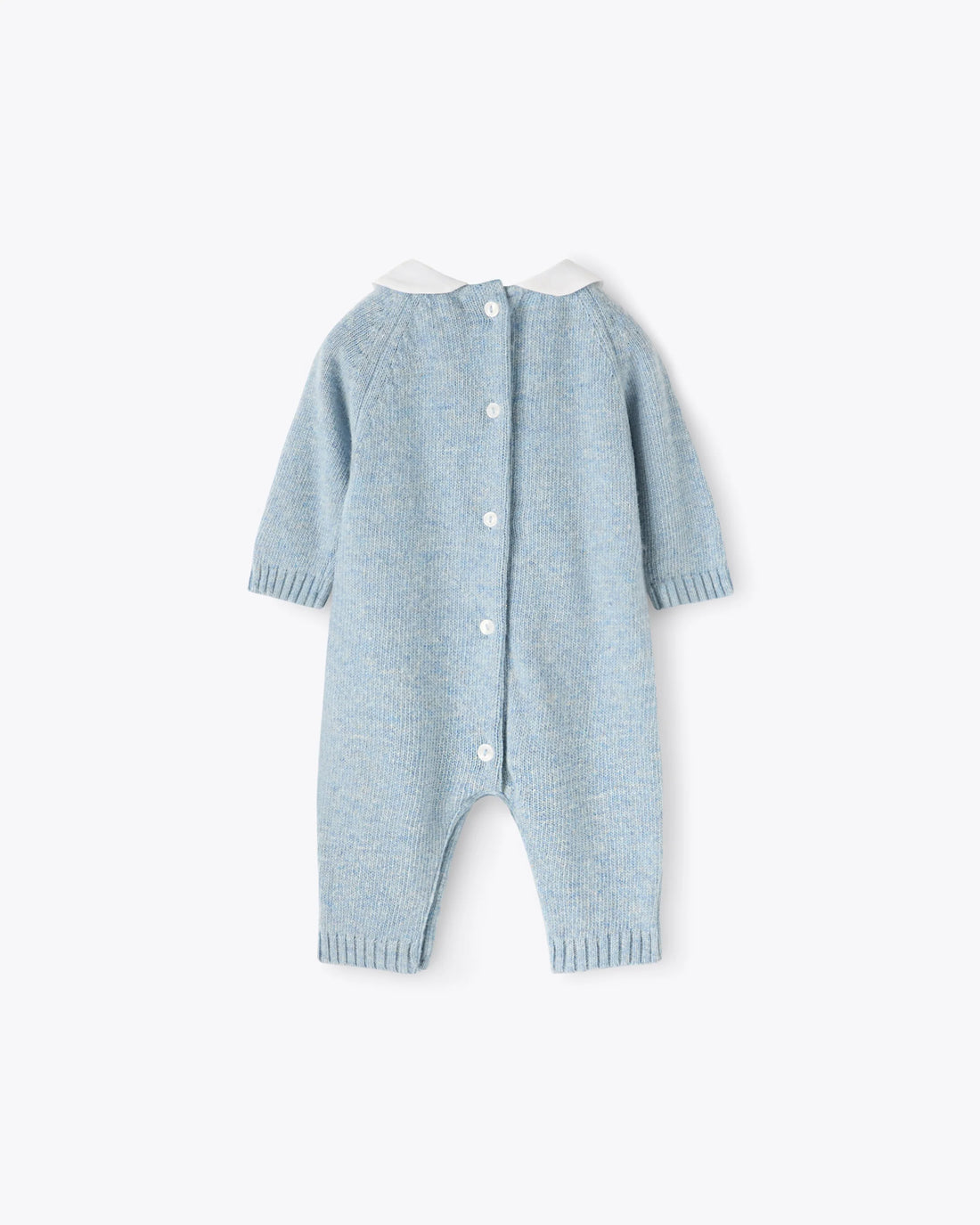 Baby Strampler Hellblau Kaschmir-Mix mit Kragen | NANAN – Luxuriös &amp; Zart