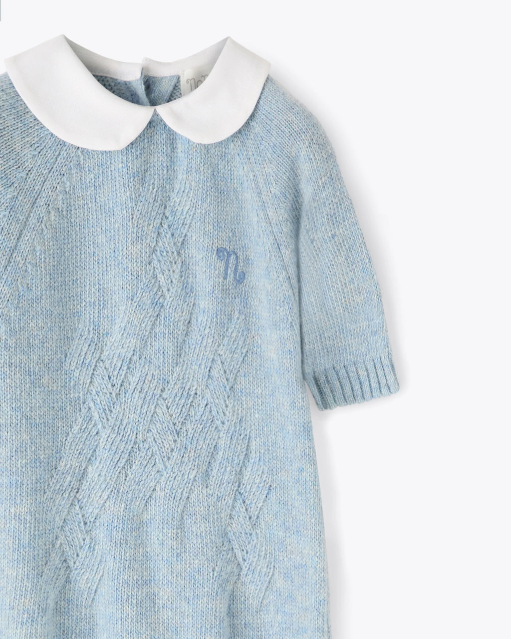 Baby Strampler Hellblau Kaschmir-Mix mit Kragen | NANAN – Luxuriös & Zart