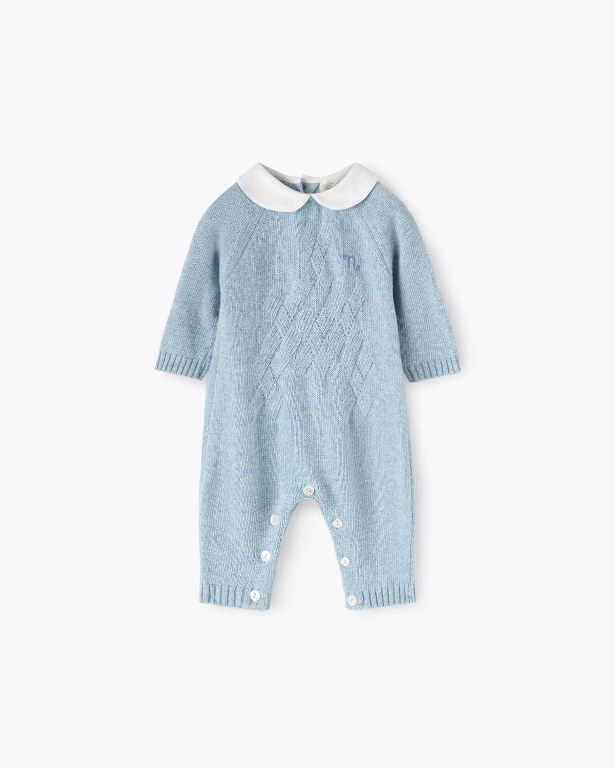 Baby Strampler Hellblau Kaschmir-Mix mit Kragen | NANAN – Luxuriös &amp; Zart