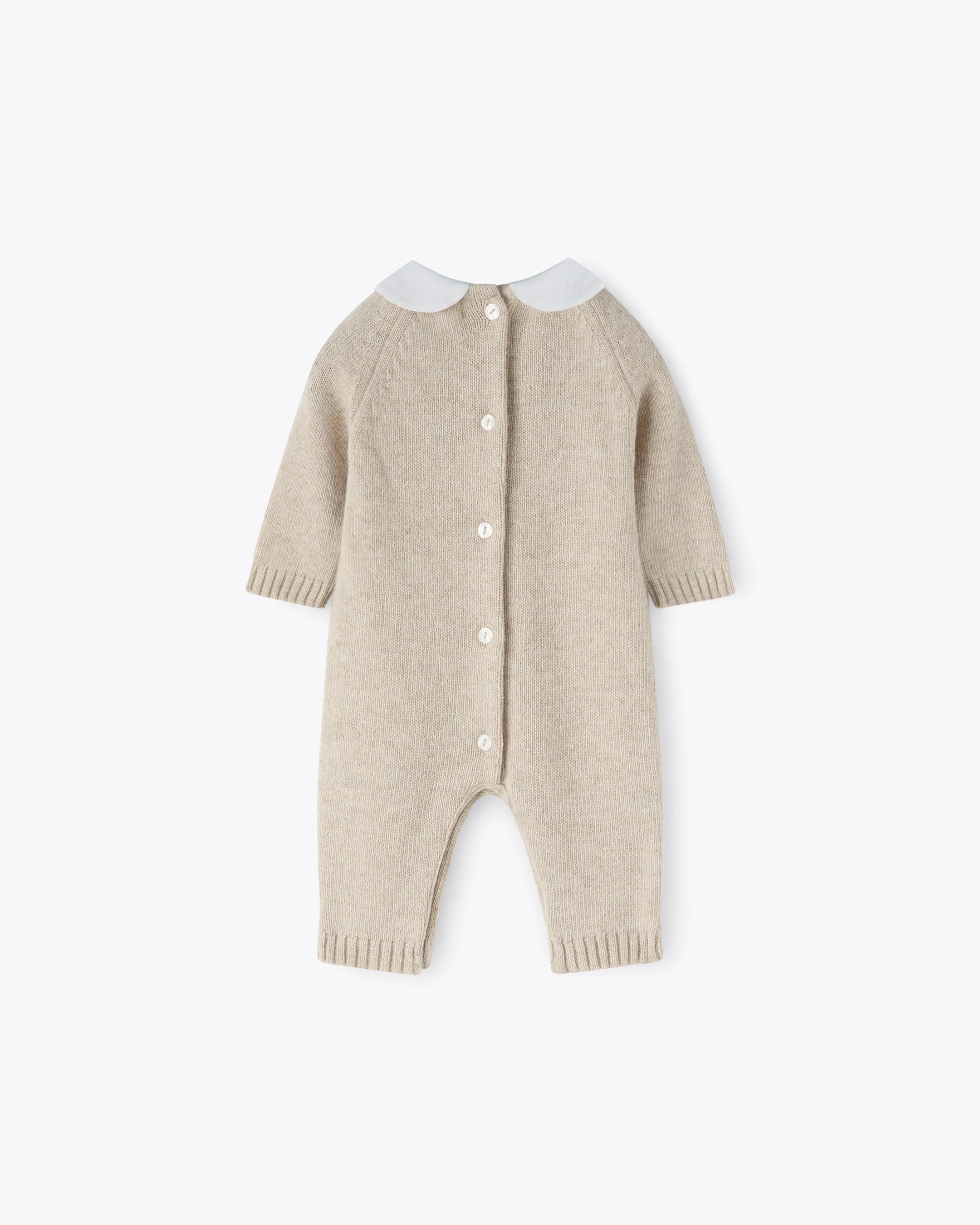 Baby Strampler Beige Kaschmir-Mix mit Kragen | NANAN – Luxuriös, Weich & Unisex