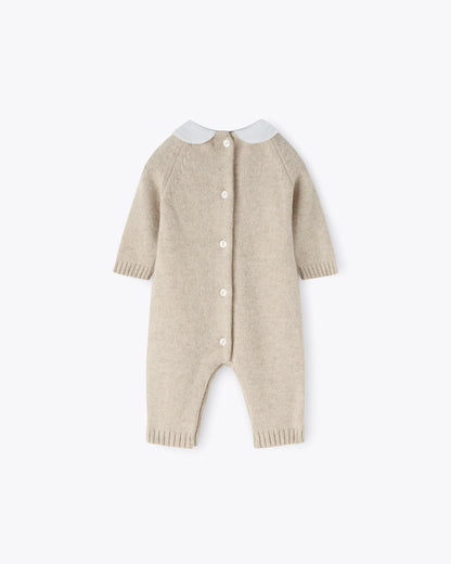 Baby Strampler Beige Kaschmir-Mix mit Kragen | NANAN – Luxuriös, Weich &amp; Unisex
