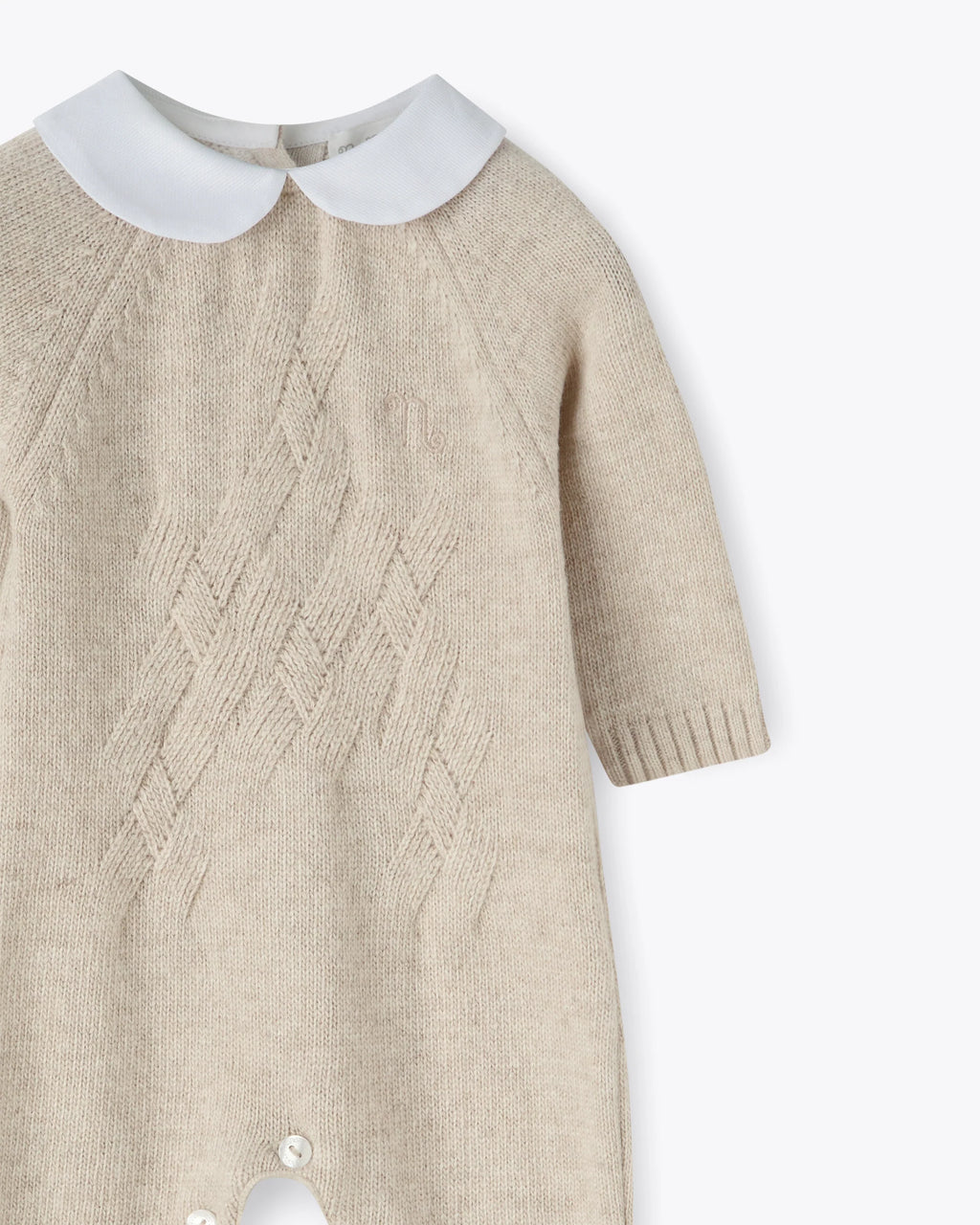 Baby Strampler Beige Kaschmir-Mix mit Kragen | NANAN – Luxuriös, Weich & Unisex