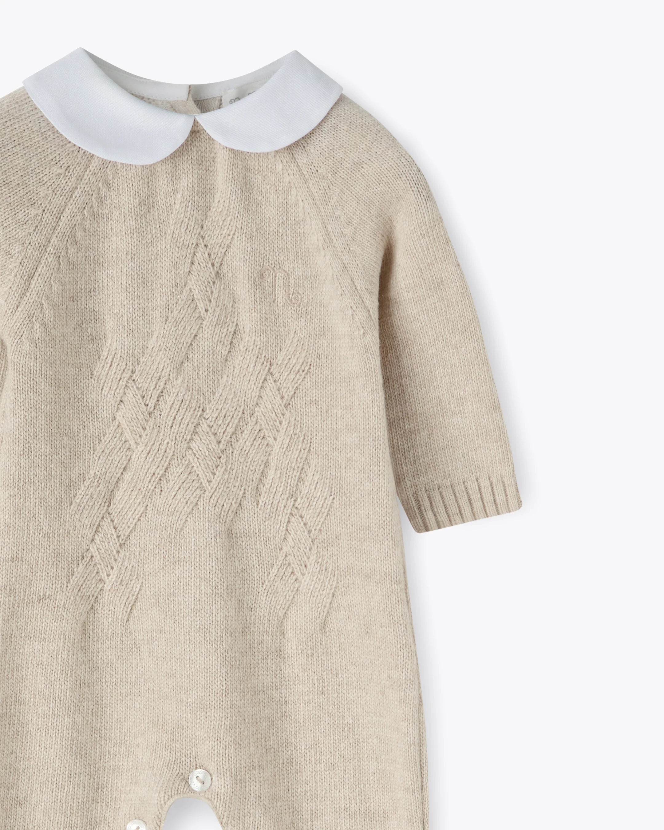 Baby Strampler Beige Kaschmir-Mix mit Kragen | NANAN – Luxuriös, Weich & Unisex