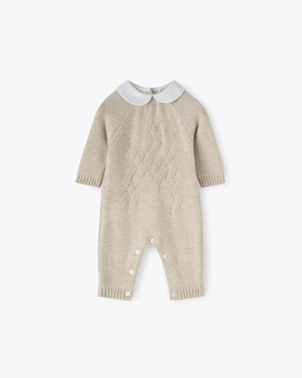 Baby Strampler Beige Kaschmir-Mix mit Kragen | NANAN – Luxuriös, Weich & Unisex