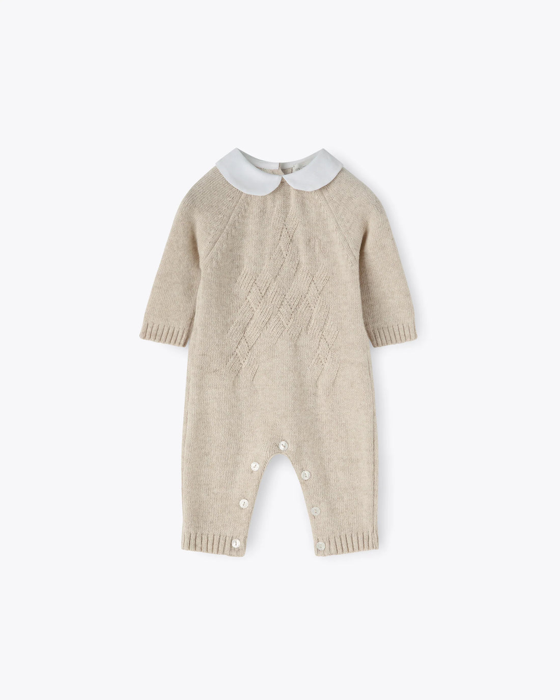 Baby Strampler Beige Kaschmir-Mix mit Kragen | NANAN – Luxuriös, Weich &amp; Unisex