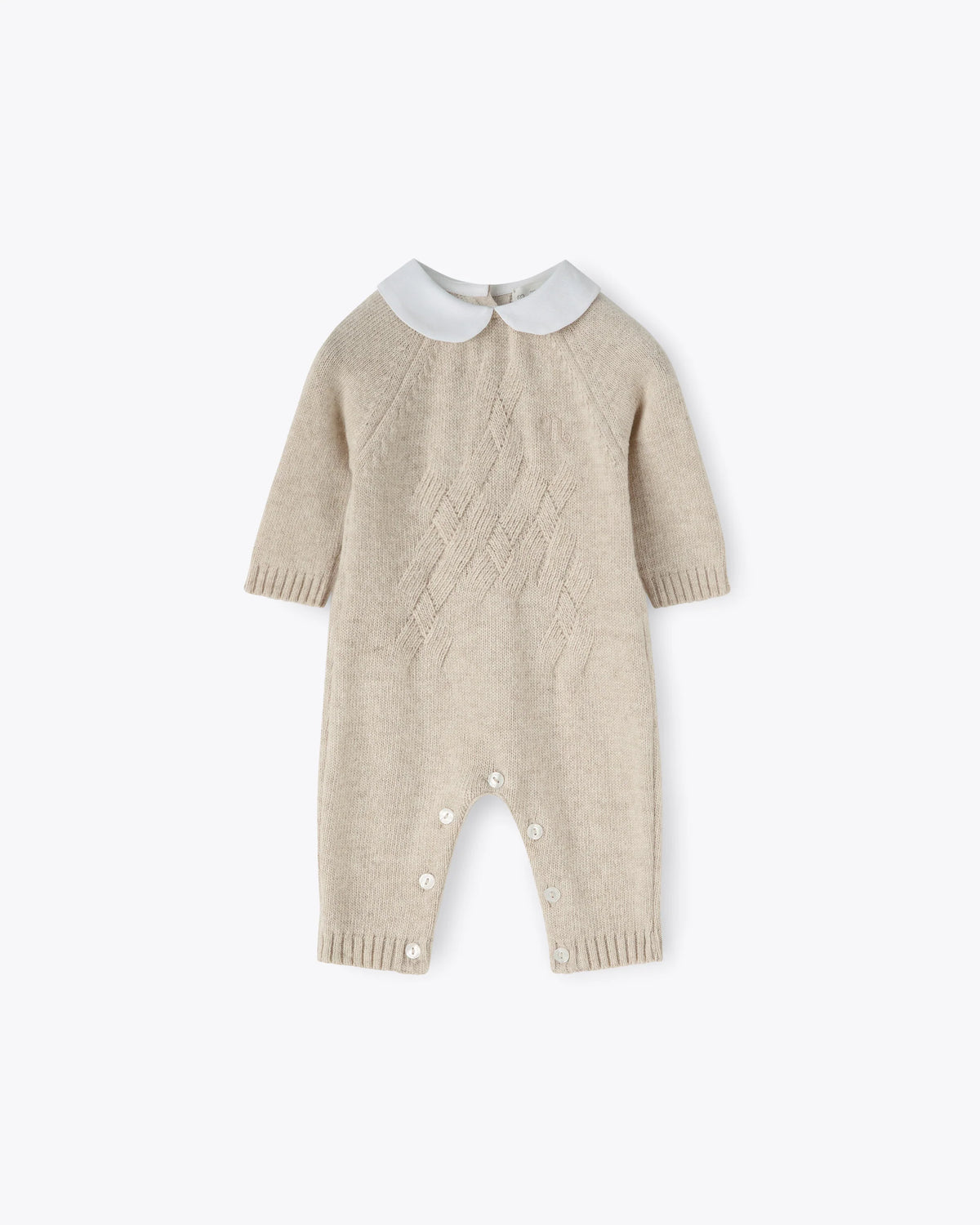 Baby Strampler Beige Kaschmir-Mix mit Kragen | NANAN – Luxuriös, Weich &amp; Unisex