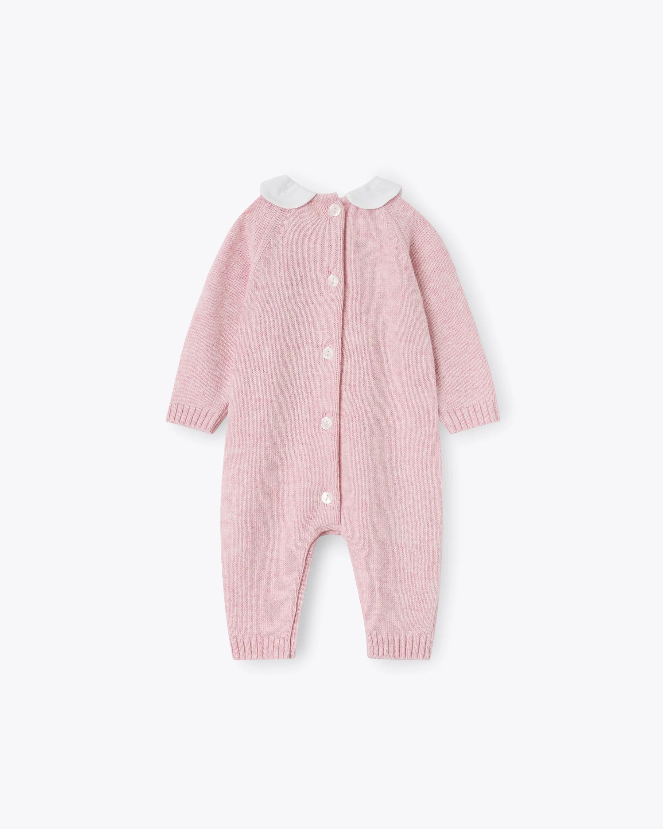 Baby Strampler Rosa Kaschmir-Mix mit Kragen | NANAN – Luxuriös & Zart für Mädchen