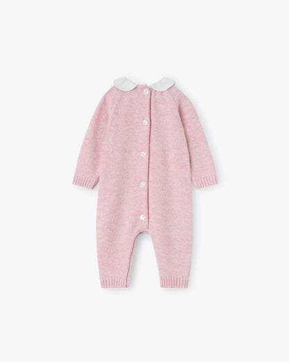 Baby Strampler Rosa Kaschmir-Mix mit Kragen | NANAN – Luxuriös &amp; Zart für Mädchen