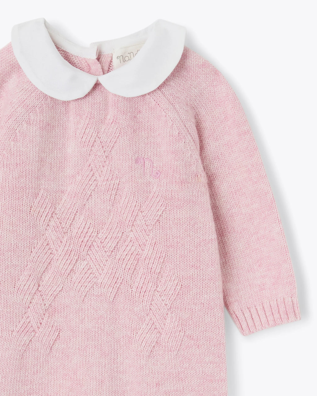Baby Strampler Rosa Kaschmir-Mix mit Kragen | NANAN – Luxuriös & Zart für Mädchen