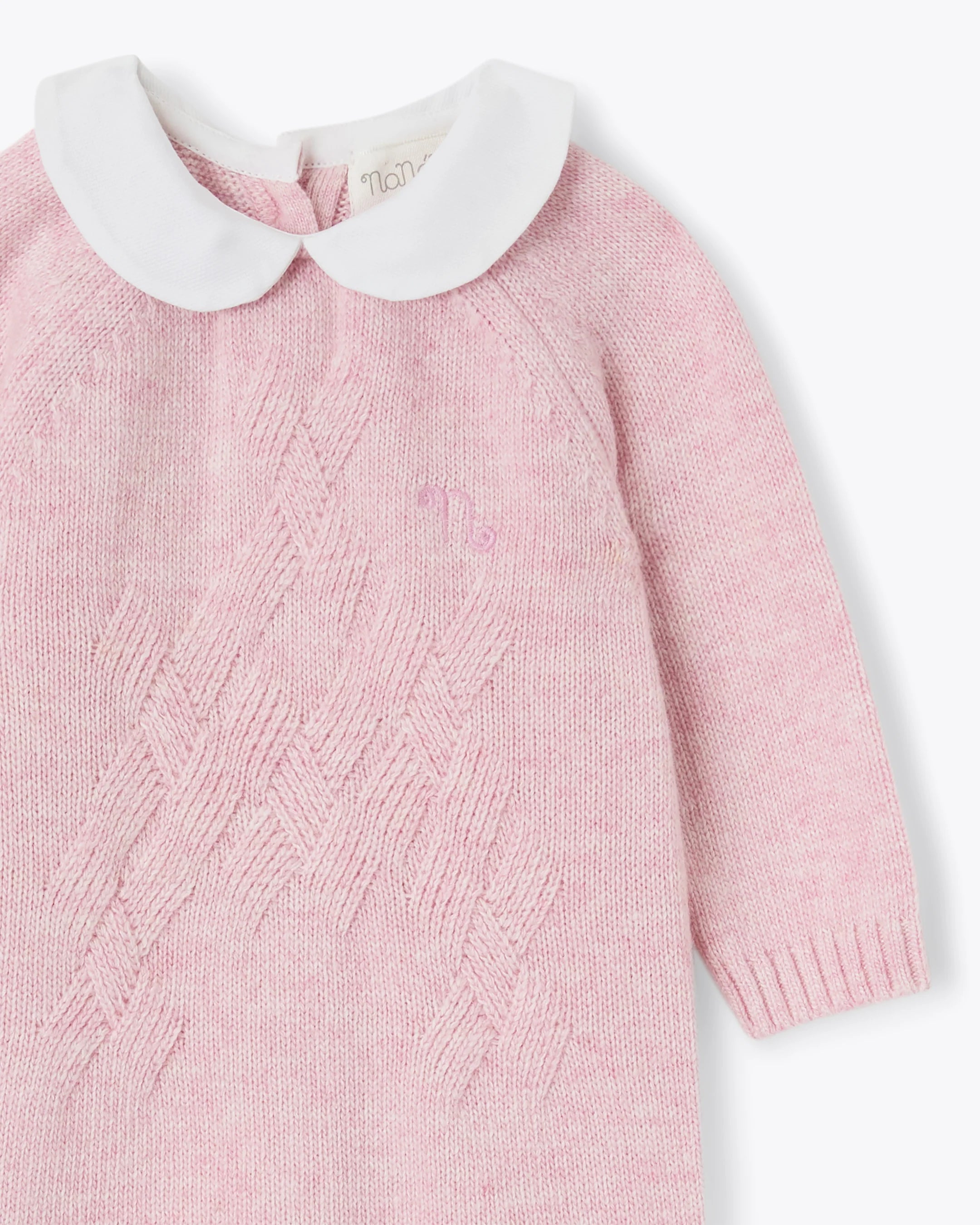 Baby Strampler Rosa Kaschmir-Mix mit Kragen | NANAN – Luxuriös & Zart für Mädchen