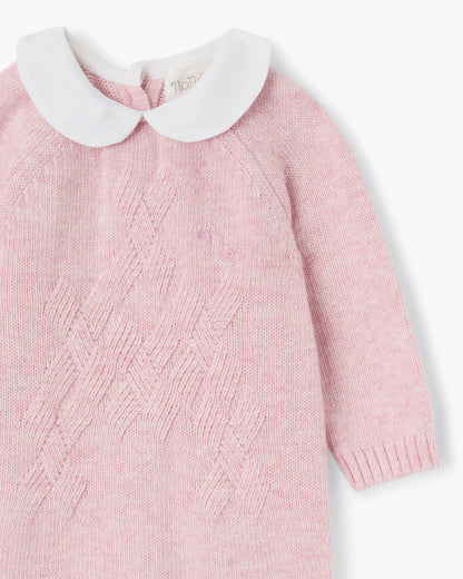 Baby Strampler Rosa Kaschmir-Mix mit Kragen | NANAN – Luxuriös &amp; Zart für Mädchen