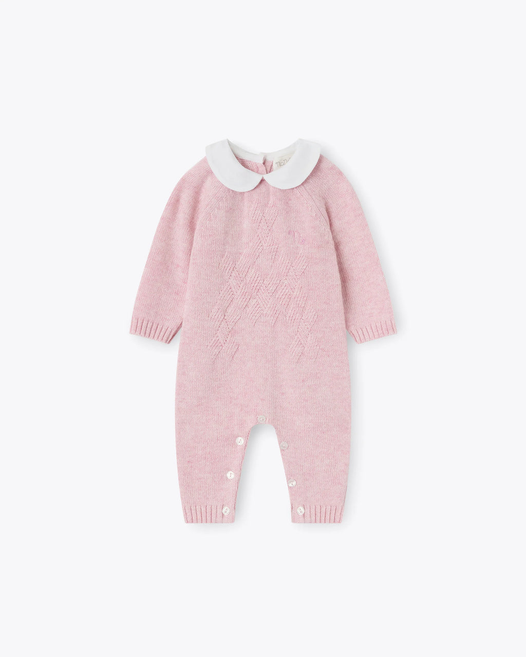 Baby Strampler Rosa Kaschmir-Mix mit Kragen | NANAN – Luxuriös & Zart für Mädchen