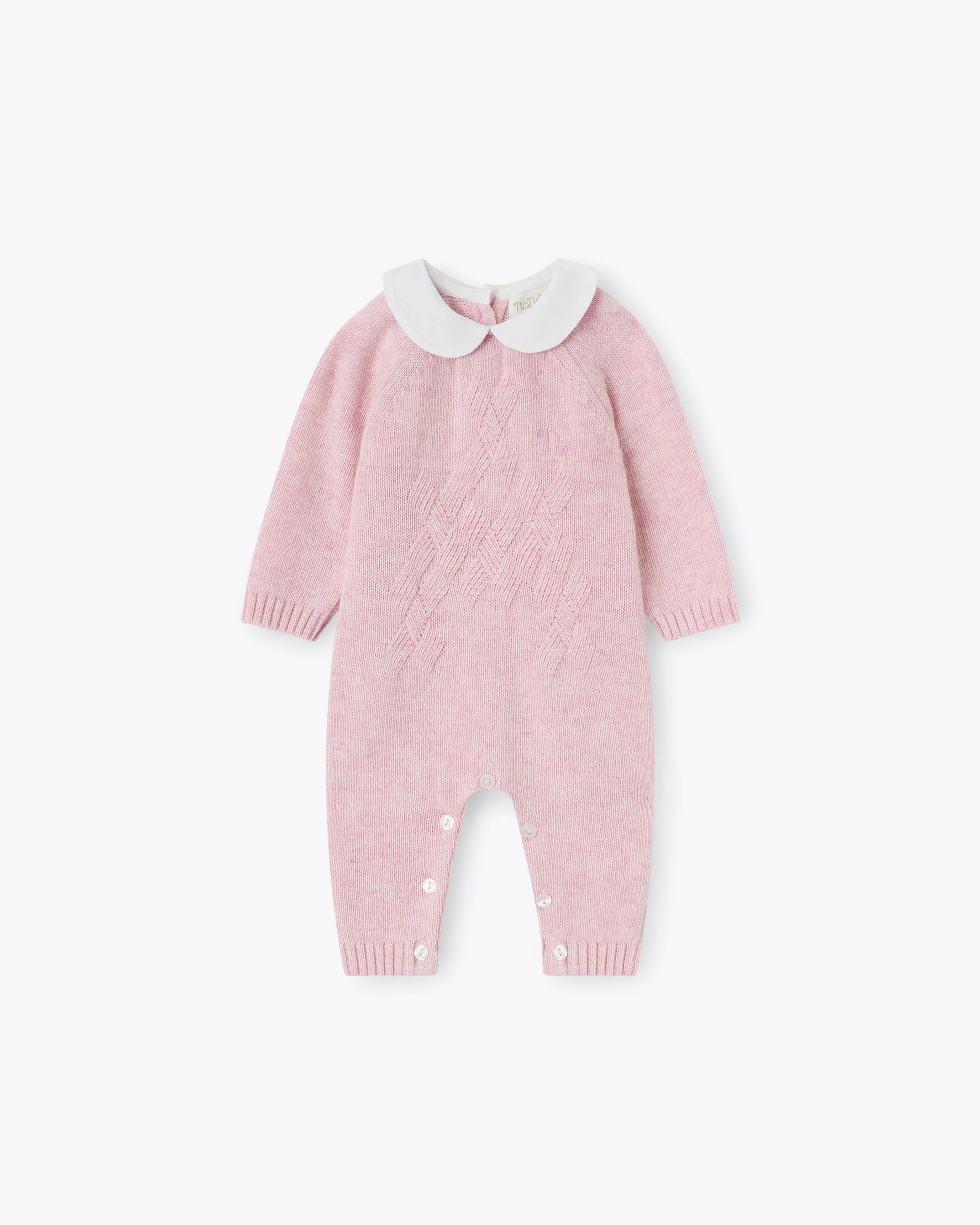 Baby Strampler Rosa Kaschmir-Mix mit Kragen | NANAN – Luxuriös & Zart für Mädchen