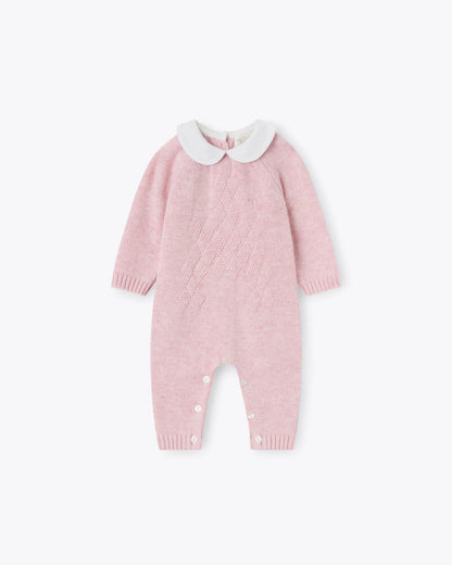 Baby Strampler Rosa Kaschmir-Mix mit Kragen | NANAN – Luxuriös &amp; Zart für Mädchen