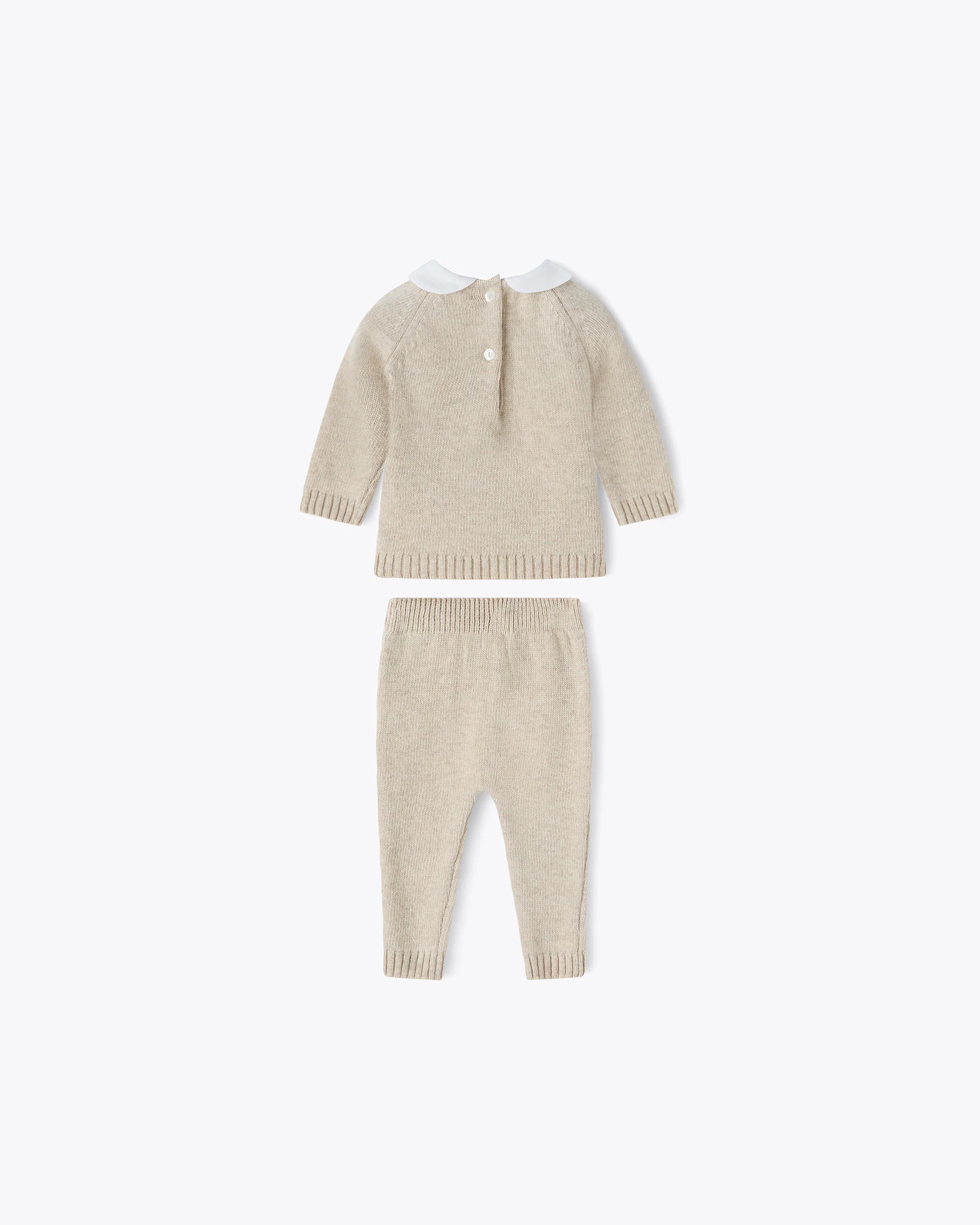 Baby Zweiteiler Beige Kaschmir-Mix mit Kragen | NANAN – Luxuriös & Warm