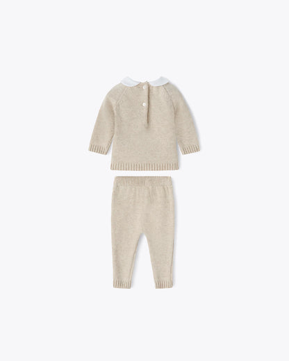 Baby Zweiteiler Beige Kaschmir-Mix mit Kragen | NANAN – Luxuriös &amp; Warm