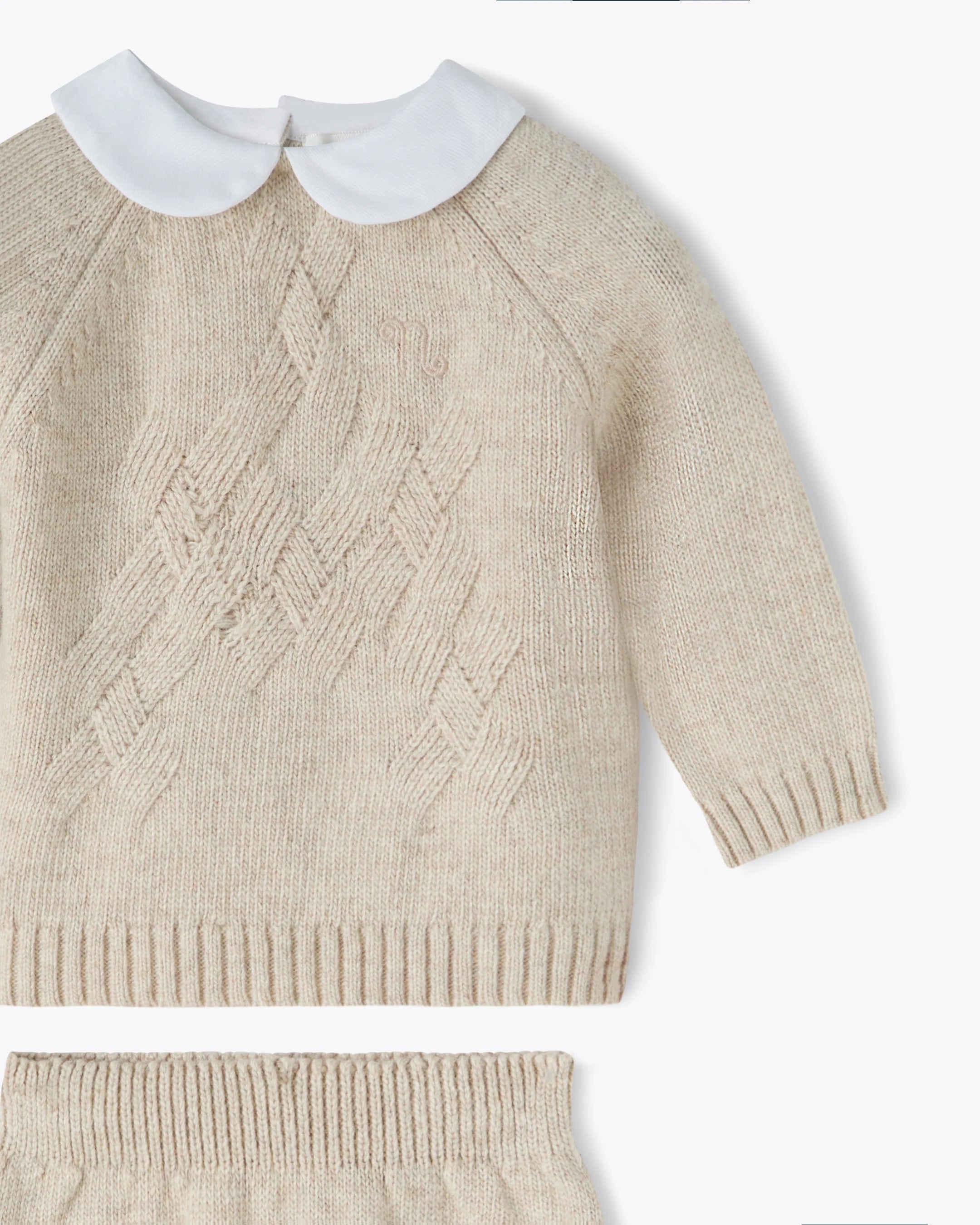 Baby Zweiteiler Beige Kaschmir-Mix mit Kragen | NANAN – Luxuriös & Warm