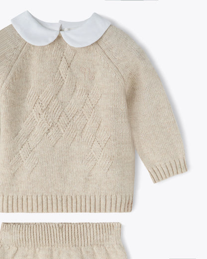 Baby Zweiteiler Beige Kaschmir-Mix mit Kragen | NANAN – Luxuriös &amp; Warm