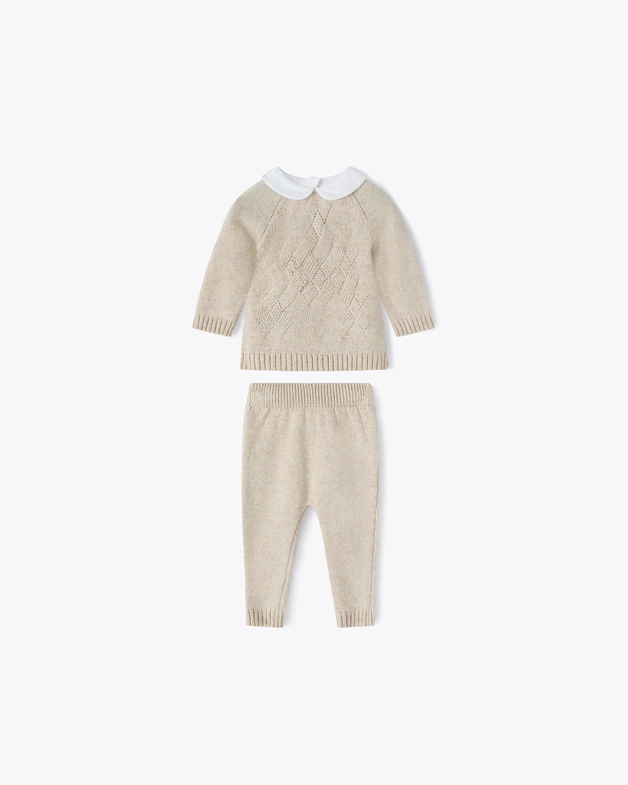Baby Zweiteiler Beige Kaschmir-Mix mit Kragen | NANAN – Luxuriös & Warm