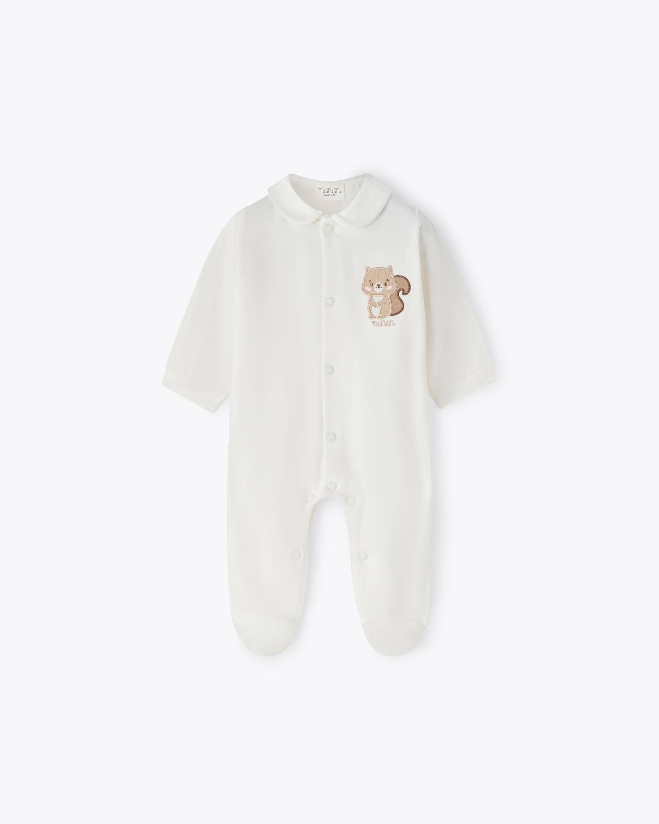 Baby Wickelstrampler Elfenbein mit Eichhörnchen-Stickerei | NANAN – Verspielt & Weich