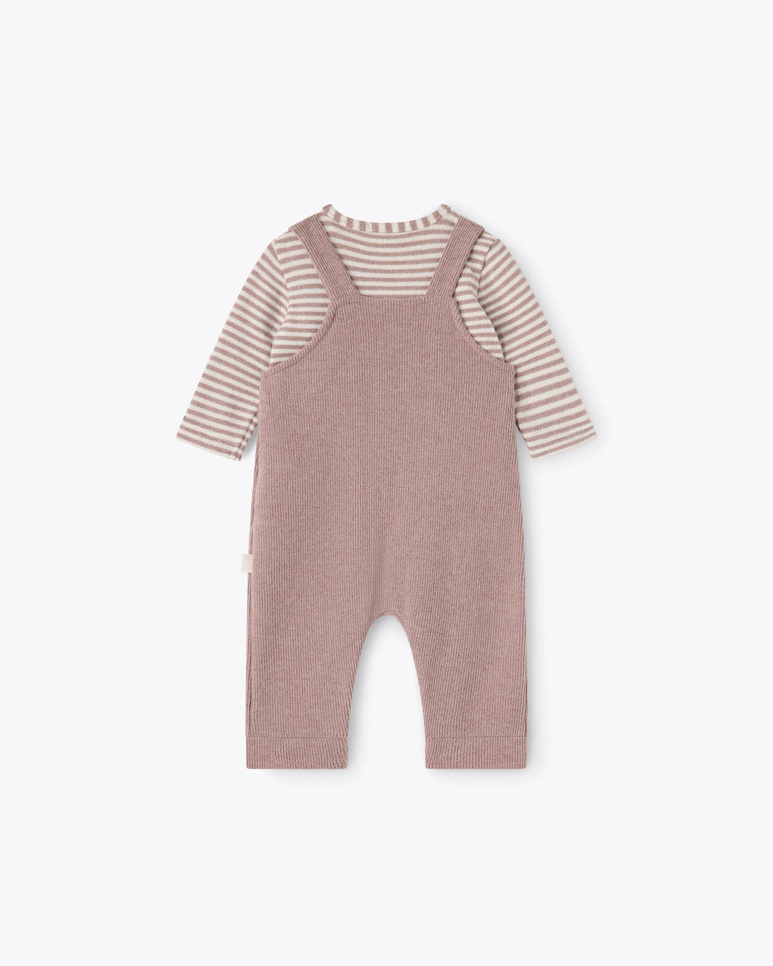 Baby Set 2-teilig Beige | NANAN – Gestreiftes T-Shirt &amp; Latzhose | Unisex