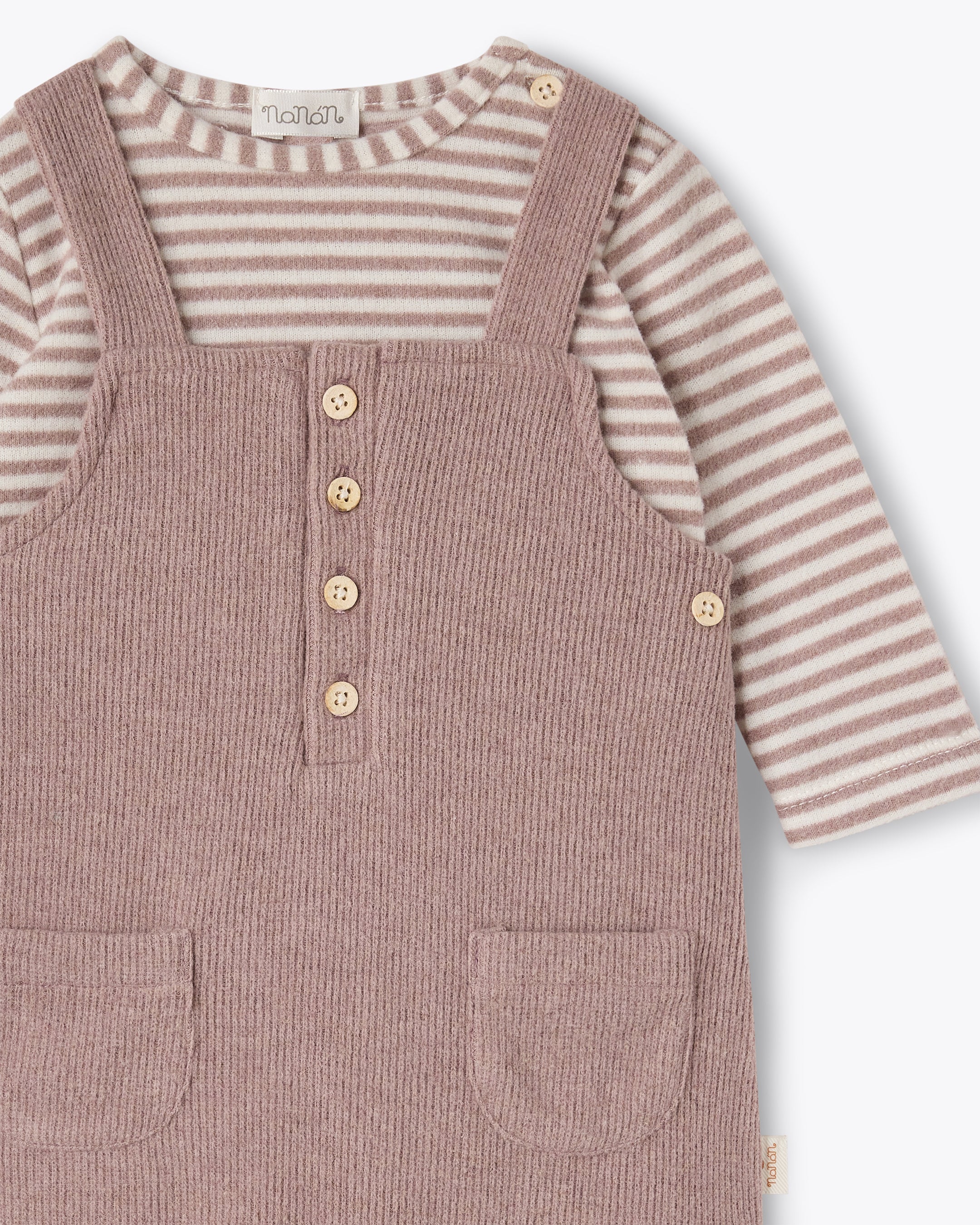 Baby Set 2-teilig Beige | NANAN – Gestreiftes T-Shirt & Latzhose | Unisex