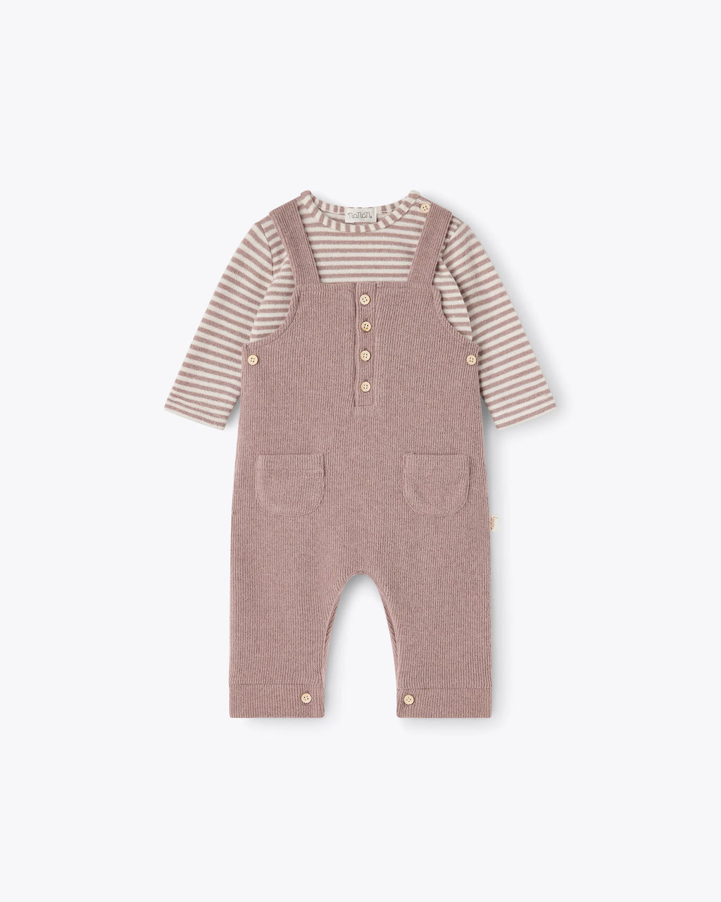 Baby Set 2-teilig Beige | NANAN – Gestreiftes T-Shirt & Latzhose | Unisex