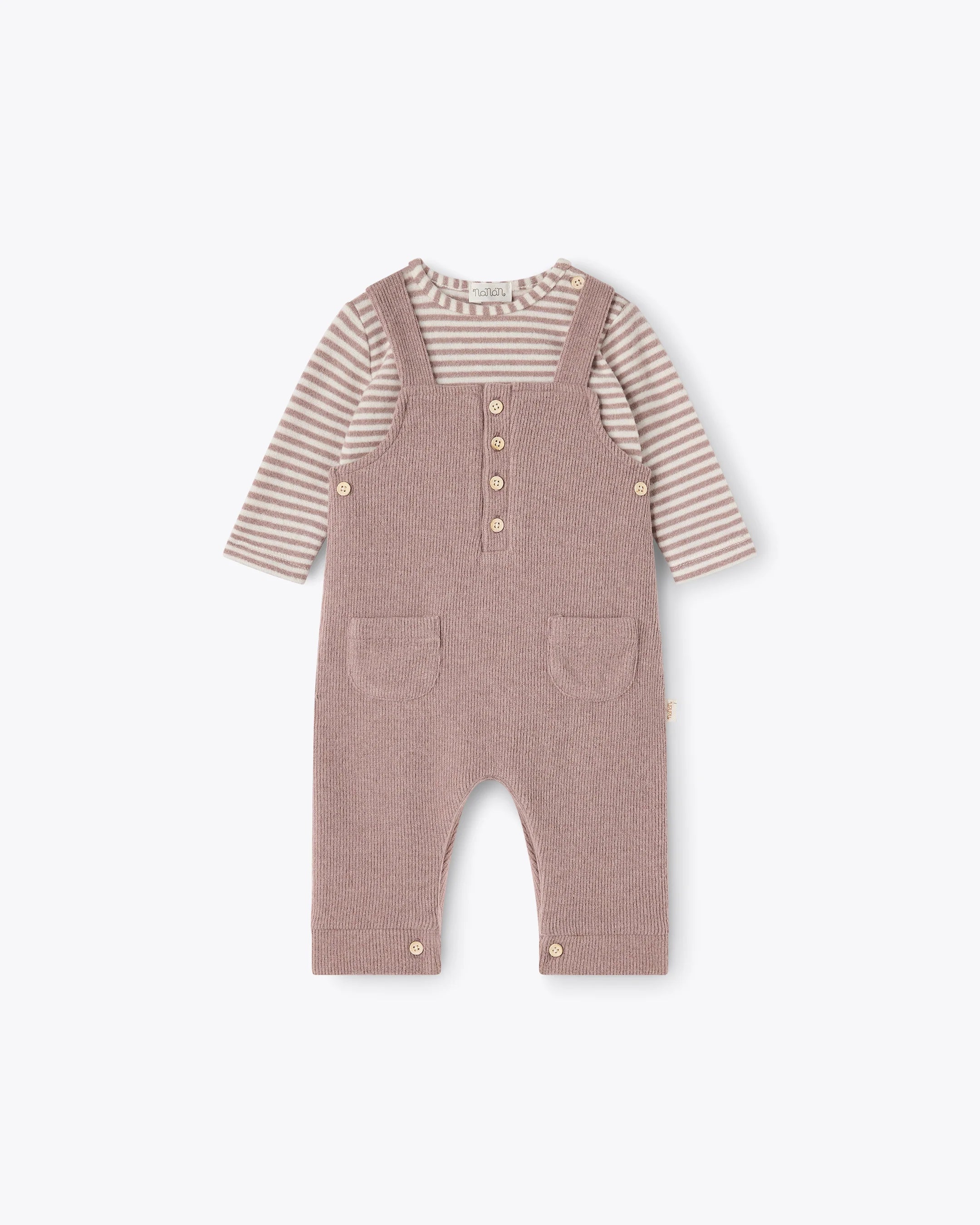 Baby Set 2-teilig Beige | NANAN – Gestreiftes T-Shirt & Latzhose | Unisex
